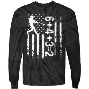 Baseball Saying 6+4+3=2 Double Play Baseball Player Tie-Dye Long Sleeve Shirt