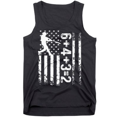 Baseball Saying 6+4+3=2 Double Play Baseball Player Tank Top