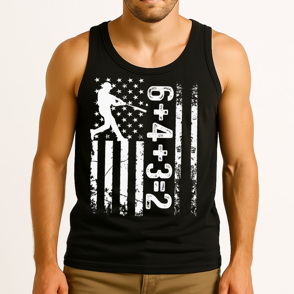Baseball Saying 6+4+3=2 Double Play Baseball Player Tank Top