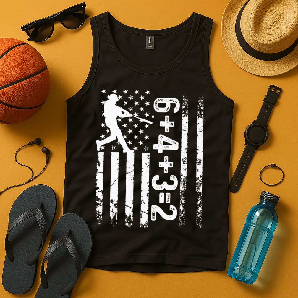 Baseball Saying 6+4+3=2 Double Play Baseball Player Tank Top