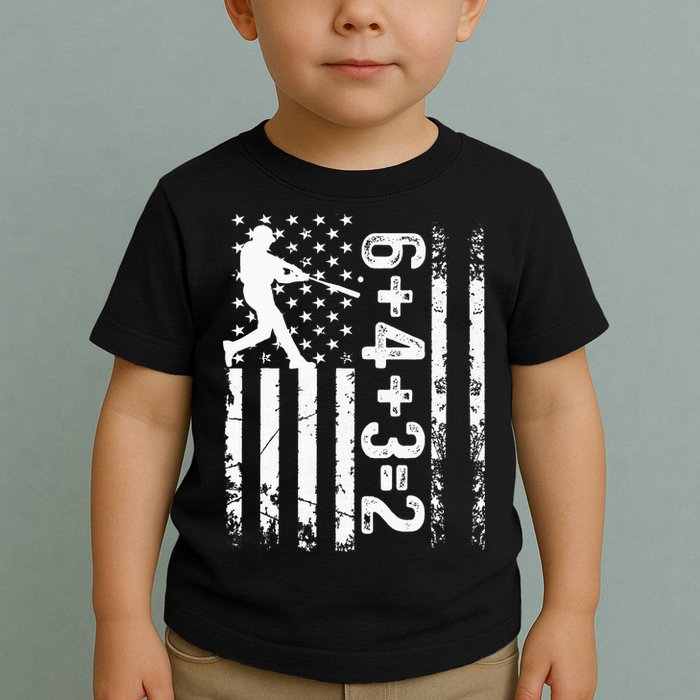 Baseball Saying 6+4+3=2 Double Play Baseball Player Toddler T-Shirt