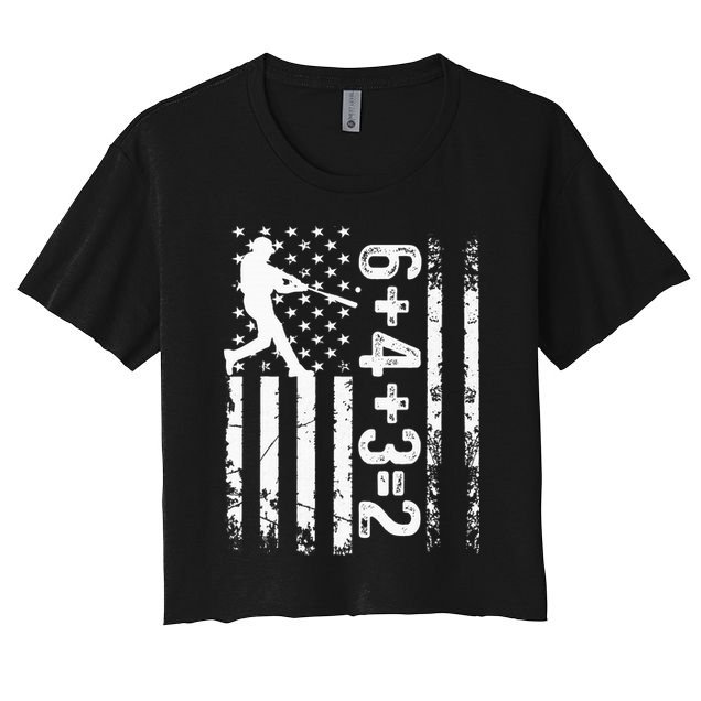 Baseball Saying 6+4+3=2 Double Play Baseball Player Women's Crop Top Tee