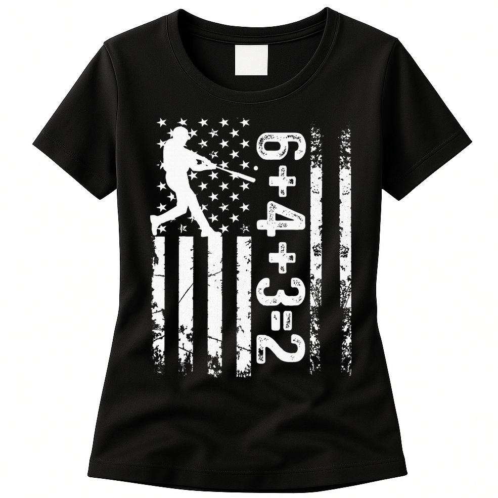 Baseball Saying 6+4+3=2 Double Play Baseball Player Womens T-Shirt