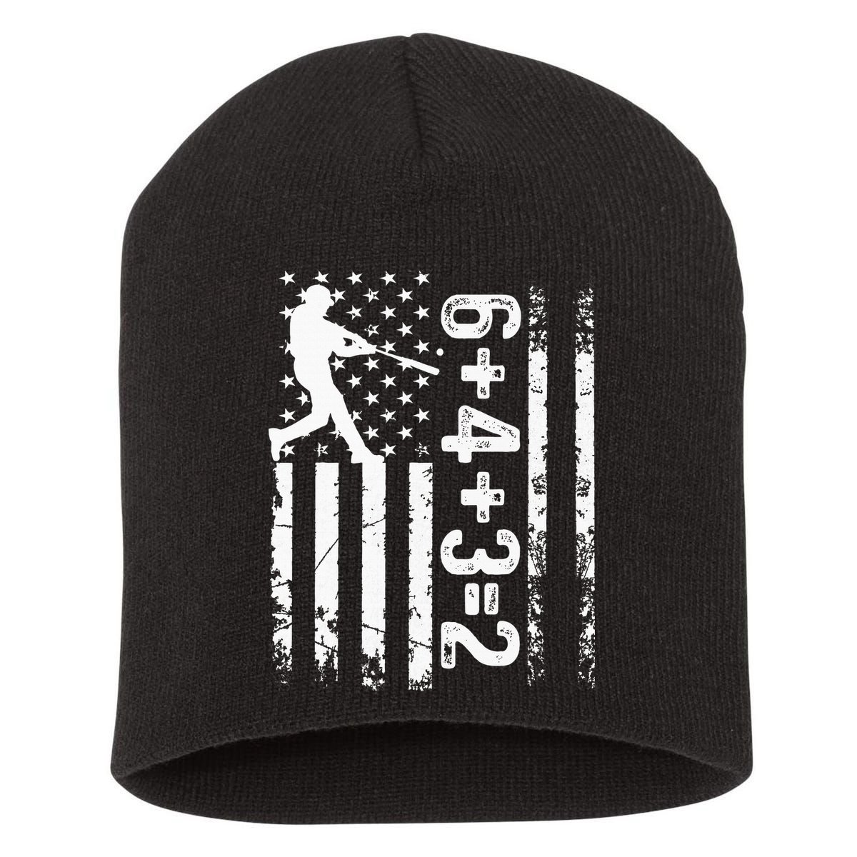 Baseball Saying 6+4+3=2 Double Play Baseball Player Short Acrylic Beanie