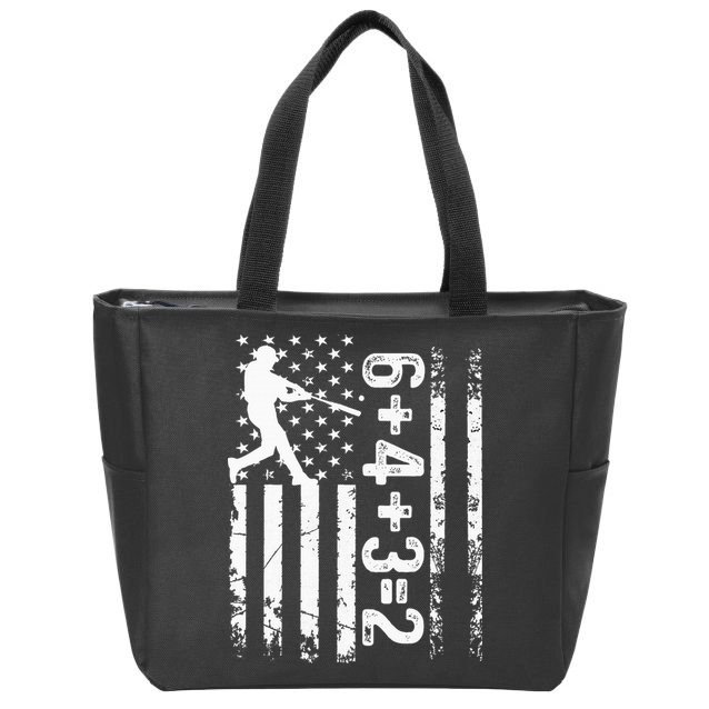 Baseball Saying 6+4+3=2 Double Play Baseball Player Zip Tote Bag