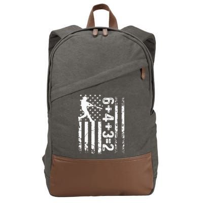 Baseball Saying 6+4+3=2 Double Play Baseball Player Cotton Canvas Backpack