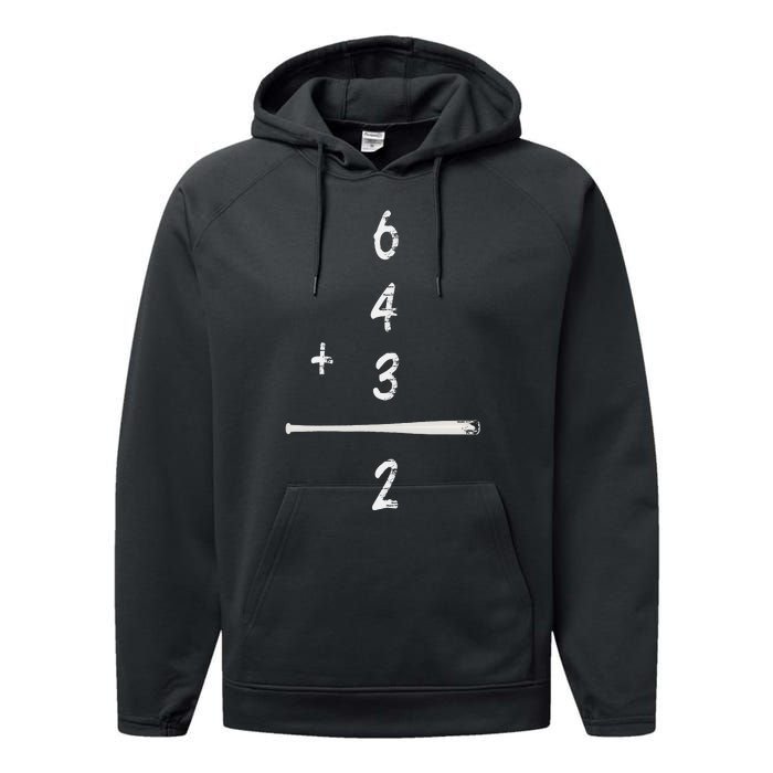 Baseball Saying 6+4+3=2 Double Play Baseball Performance Fleece Hoodie