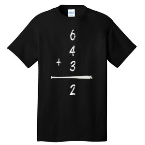 Baseball Saying 6+4+3=2 Double Play Baseball Tall T-Shirt