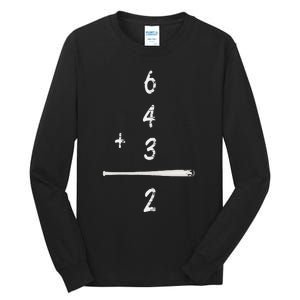 Baseball Saying 6+4+3=2 Double Play Baseball Tall Long Sleeve T-Shirt