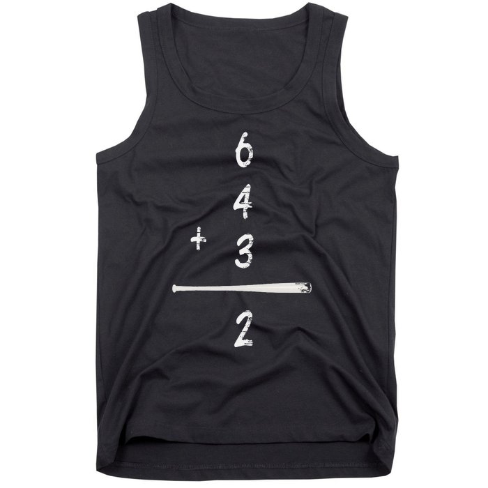 Baseball Saying 6+4+3=2 Double Play Baseball Tank Top