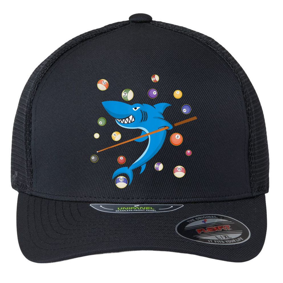 Billiard Shark 8 Ball Player Pool Table Cue Stick Snooker Flexfit Unipanel Trucker Cap