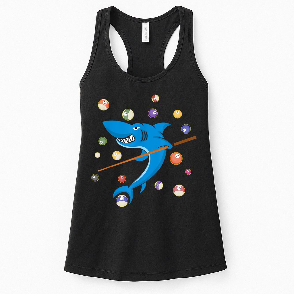 Billiard Shark 8 Ball Player Pool Table Cue Stick Snooker Womens Tank Top