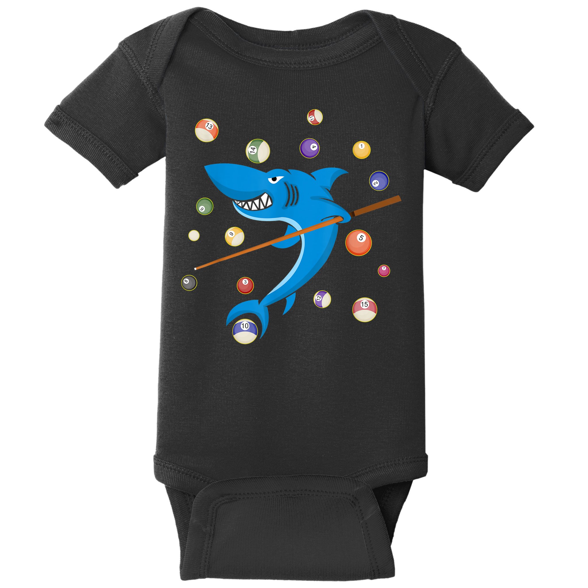 Billiard Shark 8 Ball Player Pool Table Cue Stick Snooker Baby Bodysuit