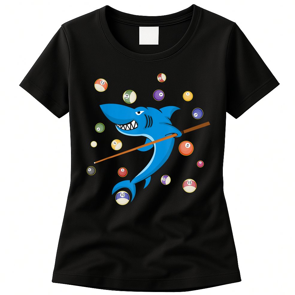 Billiard Shark 8 Ball Player Pool Table Cue Stick Snooker Womens T-Shirt