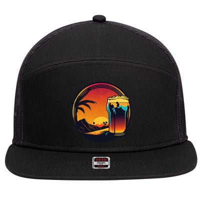 Beer Synthwave 80s Retrowave Aesthetic 7 Panel Mesh Trucker Snapback Hat