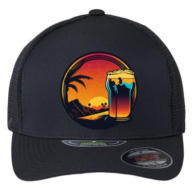 Beer Synthwave 80s Retrowave Aesthetic Flexfit Unipanel Trucker Cap