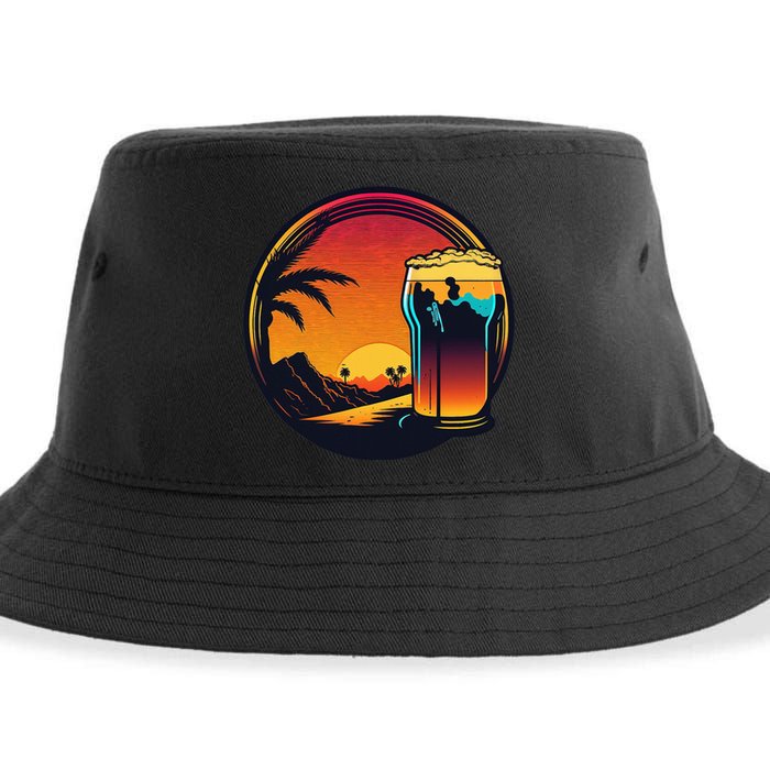 Beer Synthwave 80s Retrowave Aesthetic Sustainable Bucket Hat