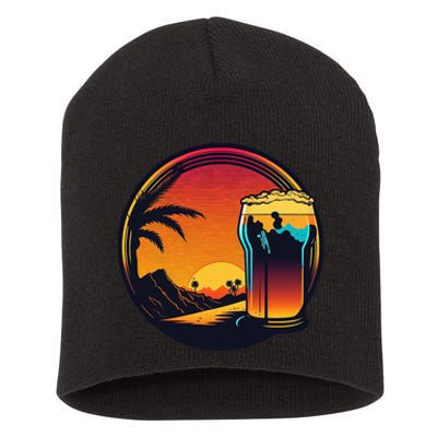 Beer Synthwave 80s Retrowave Aesthetic Short Acrylic Beanie