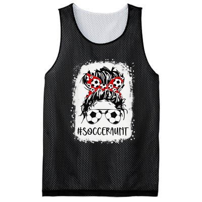 Bleached Soccer Aunt Life Messy Bun Women Mother's Day Mesh Reversible Basketball Jersey Tank