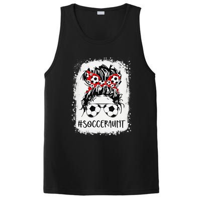 Bleached Soccer Aunt Life Messy Bun Women Mother's Day PosiCharge Competitor Tank