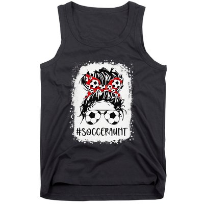 Bleached Soccer Aunt Life Messy Bun Women Mother's Day Tank Top