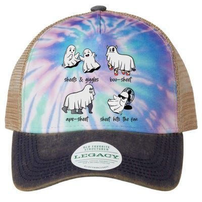 Boo Sheet Ape Sheet Sheets & Giggles Hits The Fan Ghost Meme Legacy Tie Dye Trucker Hat