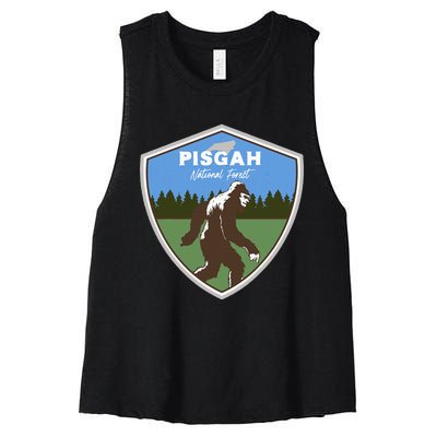 Bigfoot Sighting At Pisgah National Forest North Carolina Women's Racerback Cropped Tank