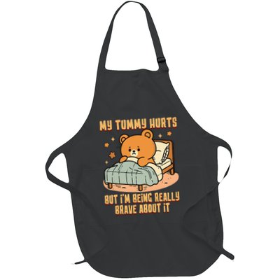 Bear Stomach Ache Tummy Ache Survivor Ibs My Tummy Hurts Full-Length Apron With Pockets