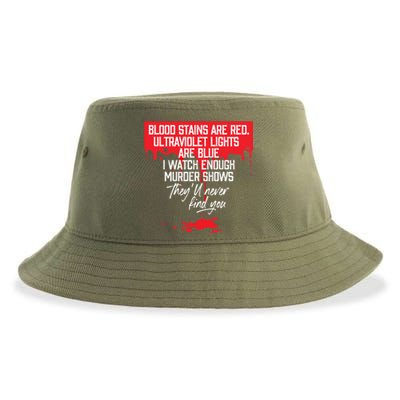 Blood Stains Are Red Ultraviolet Lights Are Blue True Crime Gift Sustainable Bucket Hat