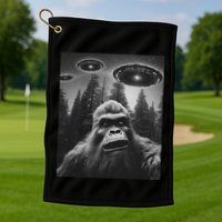 Bigfoot Sasquatch Alien Ufo Golf Towel