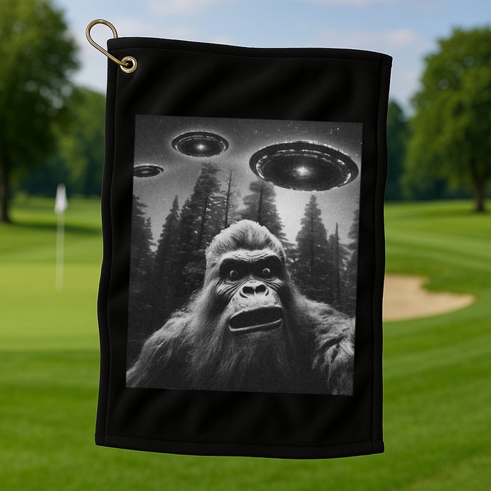 Bigfoot Sasquatch Alien Ufo Golf Towel