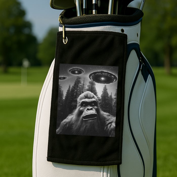 Bigfoot Sasquatch Alien Ufo Golf Towel