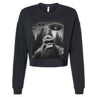 Bigfoot Sasquatch Alien Ufo Cropped Pullover Crew