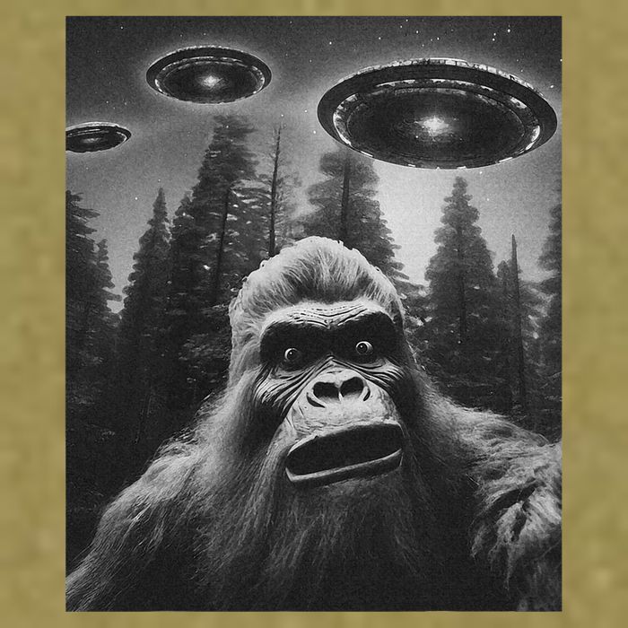 Bigfoot Sasquatch Alien Ufo Garment-Dyed Women's Muscle Tee