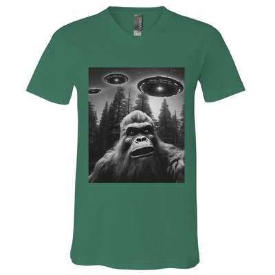 Bigfoot Sasquatch Alien Ufo V-Neck T-Shirt