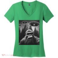 Bigfoot Sasquatch Alien Ufo Women's V-Neck T-Shirt