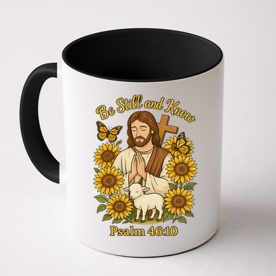 Be Still And Know Bible Verse Jesus With Lamb And Cross Mug