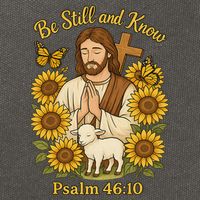 Be Still And Know Bible Verse Jesus With Lamb And Cross Cotton Canvas Backpack