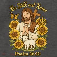 Be Still And Know Bible Verse Jesus With Lamb And Cross Vector Backpack