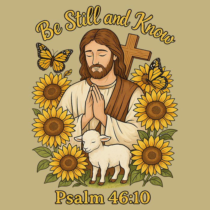 Be Still And Know Bible Verse Jesus With Lamb And Cross Cooling Performance Crew T-Shirt