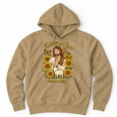Be Still And Know Bible Verse Jesus With Lamb And Cross Hoodie