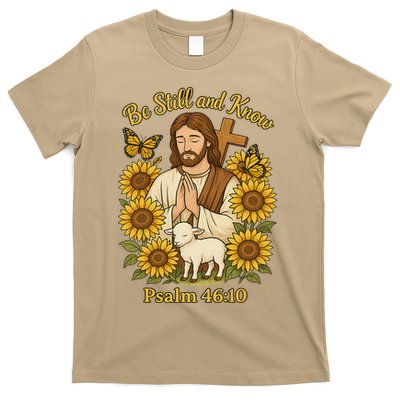 Be Still And Know Bible Verse Jesus With Lamb And Cross T-Shirt
