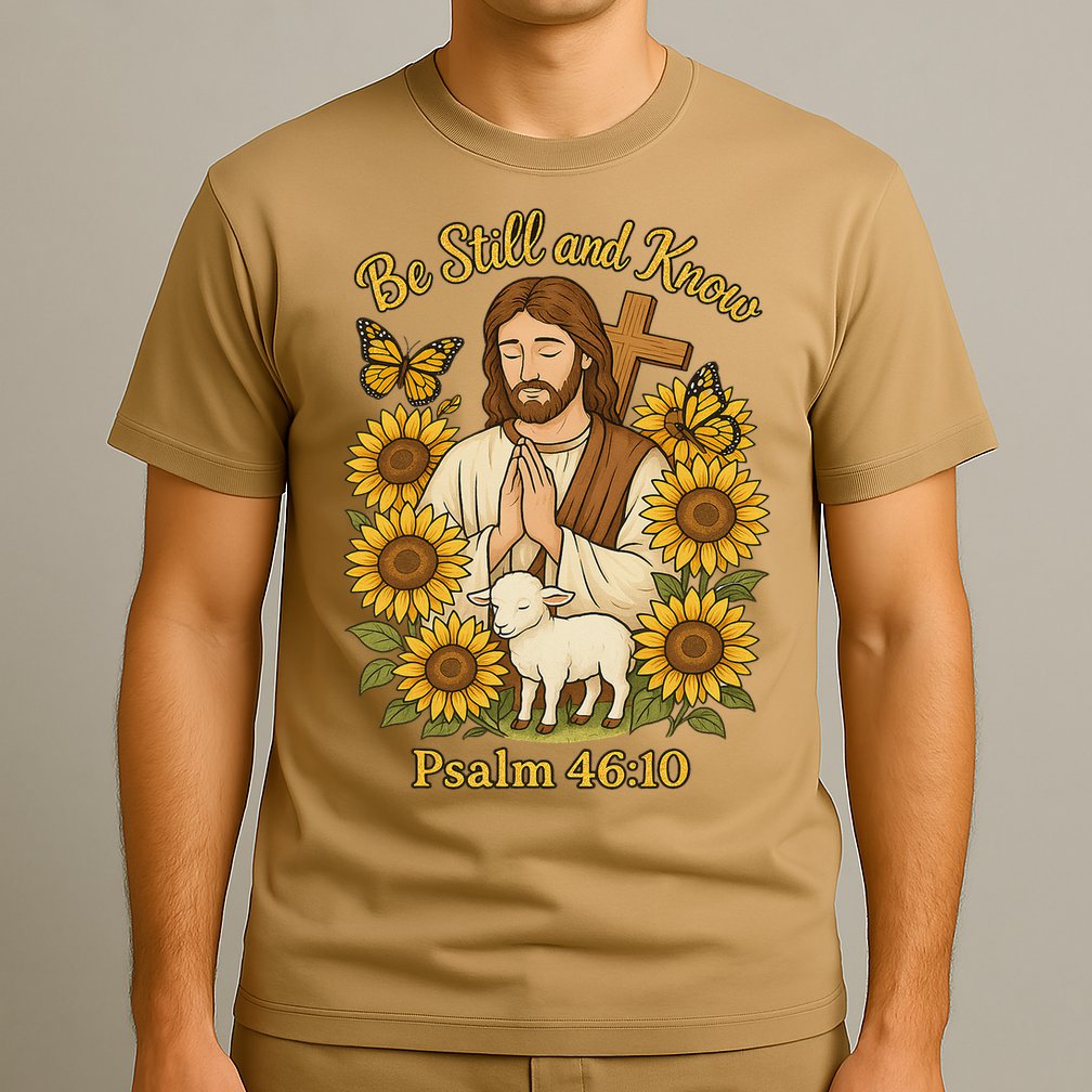 Be Still And Know Bible Verse Jesus With Lamb And Cross T-Shirt