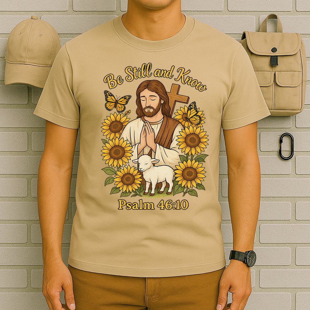 Be Still And Know Bible Verse Jesus With Lamb And Cross T-Shirt