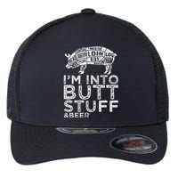 Butt Stuff And Beer Pork Cuts Grilling BBQ Jokes Anti Vegan Flexfit Unipanel Trucker Cap