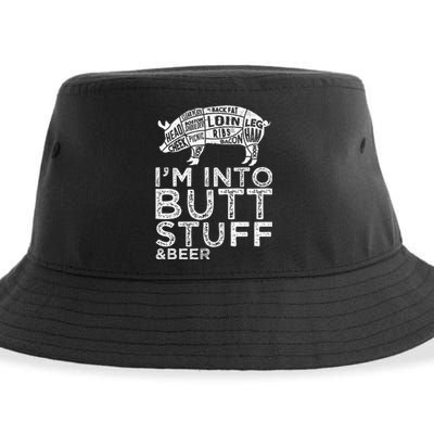 Butt Stuff And Beer Pork Cuts Grilling BBQ Jokes Anti Vegan Sustainable Bucket Hat