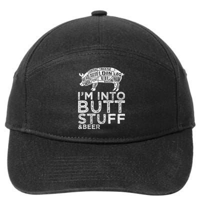 Butt Stuff And Beer Pork Cuts Grilling BBQ Jokes Anti Vegan 7-Panel Snapback Hat