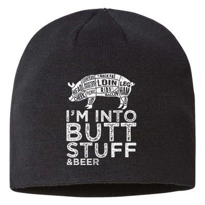 Butt Stuff And Beer Pork Cuts Grilling BBQ Jokes Anti Vegan Sustainable Beanie