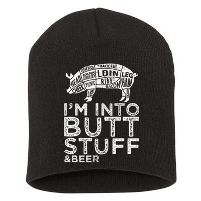 Butt Stuff And Beer Pork Cuts Grilling BBQ Jokes Anti Vegan Short Acrylic Beanie