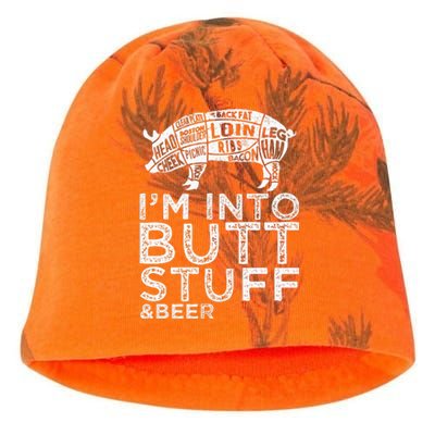 Butt Stuff And Beer Pork Cuts Grilling BBQ Jokes Anti Vegan Kati - Camo Knit Beanie